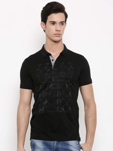 

Arrow New York Men Black Printed Polo Collar T-shirt