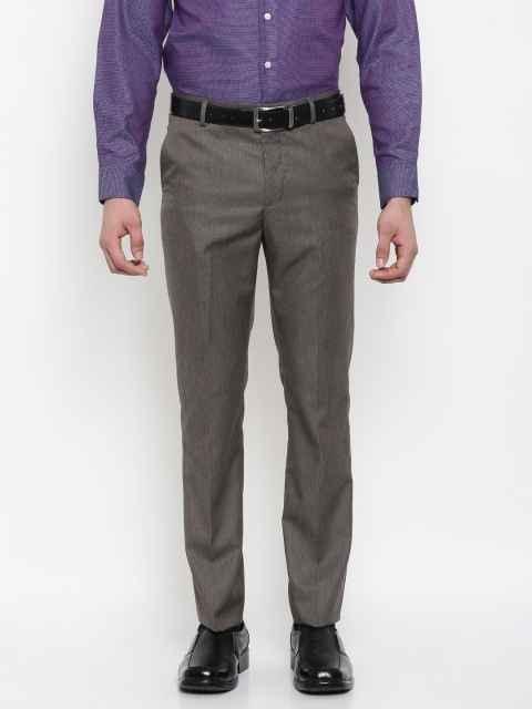 

Arrow Men Grey Tapered Fit Self Design Formal Trousers