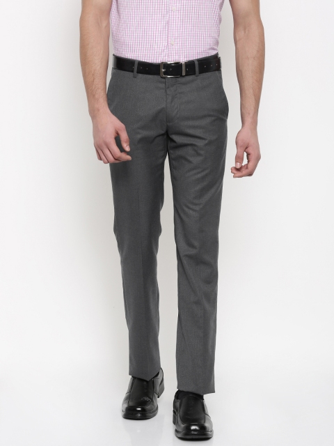 

Arrow Men Grey Slim Fit Self Design Formal Trousers