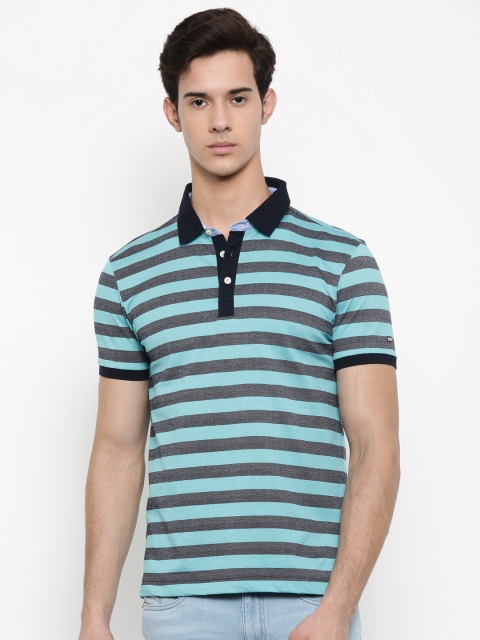 

Arrow Sport Men Blue Striped Polo Collar T-shirt