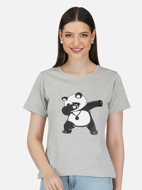 

BASE 41 Women Grey Printed Slim Fit T-shirt