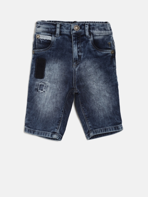

Palm Tree Girls Blue Solid Regular Fit Capris