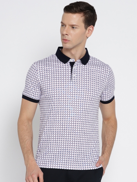 

Arrow Sport Men White & Navy Printed Polo T-shirt