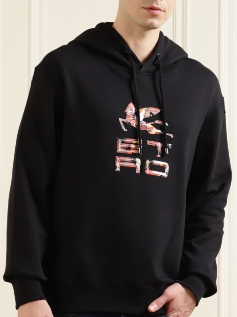 

ETRO Men Black Printed Hooded Sweatshirt