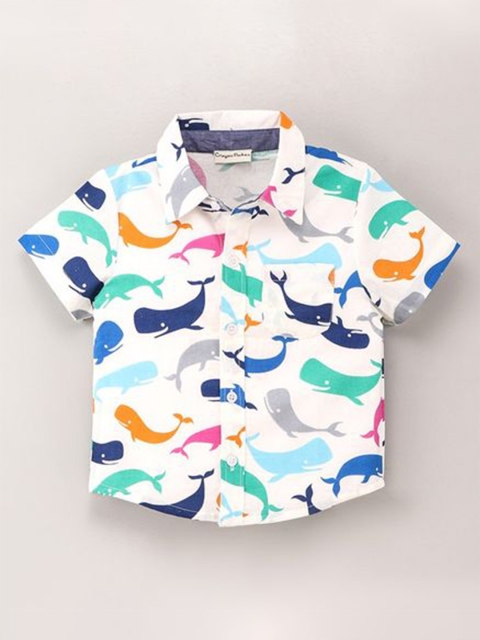 

CrayonFlakes Boys Off White Printed Casual Shirt
