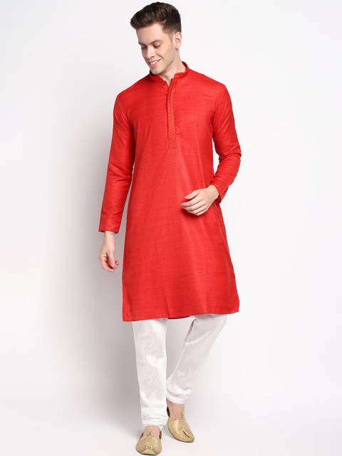 

DEVOILER Men Red Kurta with Pyjamas