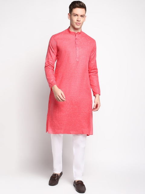 

DEVOILER Men Red Kurta with Pyjamas