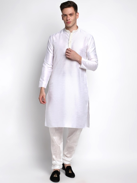 

DEVOILER Men White Kurta Set With Pyjamas