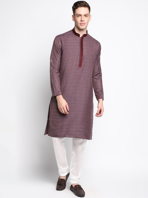 

DEVOILER Men Brown Kurta with Churidar