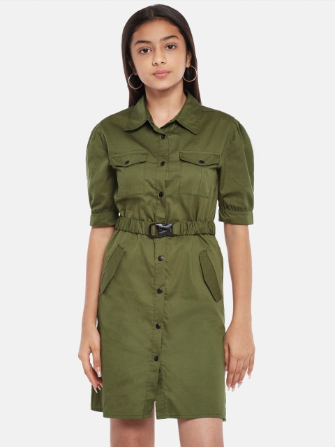 

Coolsters by Pantaloons Girls Olive Green Basic Jumpsuit