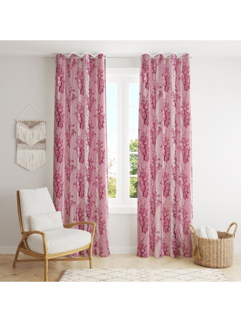 

MULTITEX Pink Set of 2 Floral Window Curtain