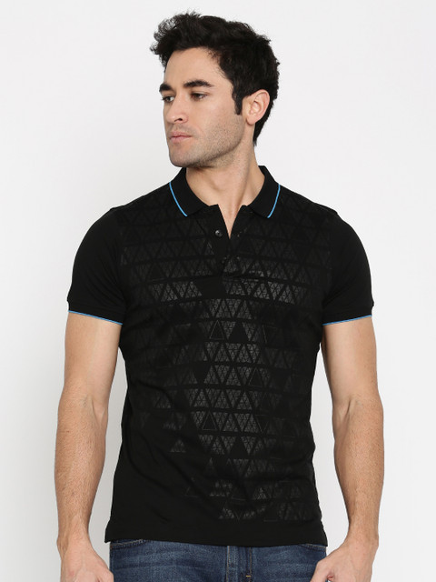

Arrow New York Men Black Printed Polo Collar T-shirt