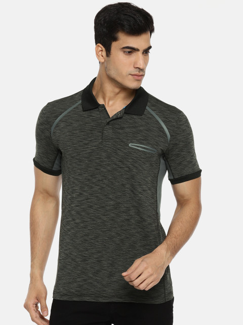 

Arrow New York Men Charcoal Grey Printed Polo Collar T-shirt