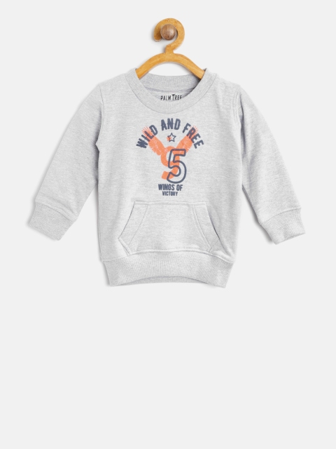 

Palm Tree Boys Grey Melange Printed Sweatshirt