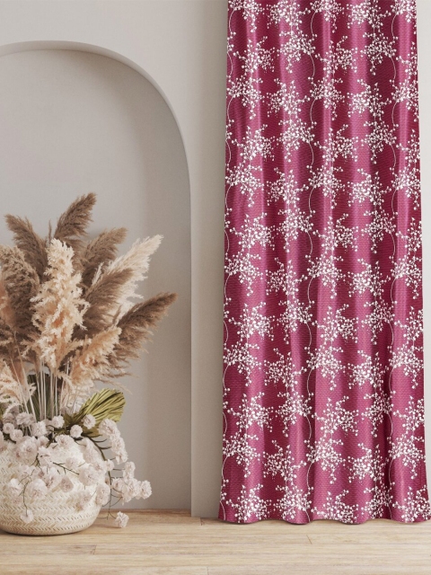 

MULTITEX Purple & White Set of 2 Floral Long Door Curtain