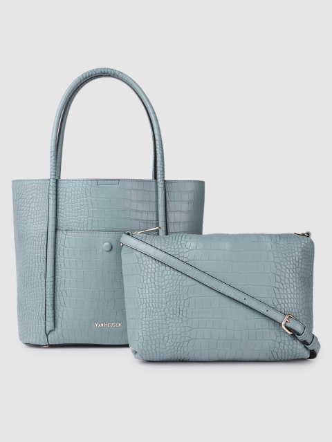 

Van Heusen Blue Textured Handheld Bag