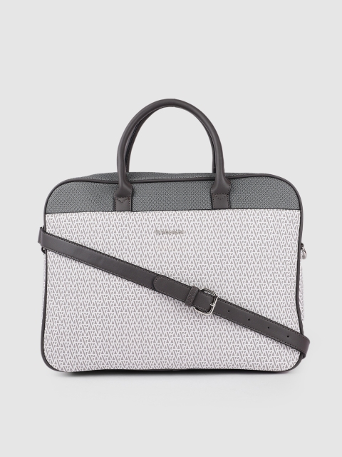 

Van Heusen Women White & Grey Brand Logo Print PU Laptop Bag
