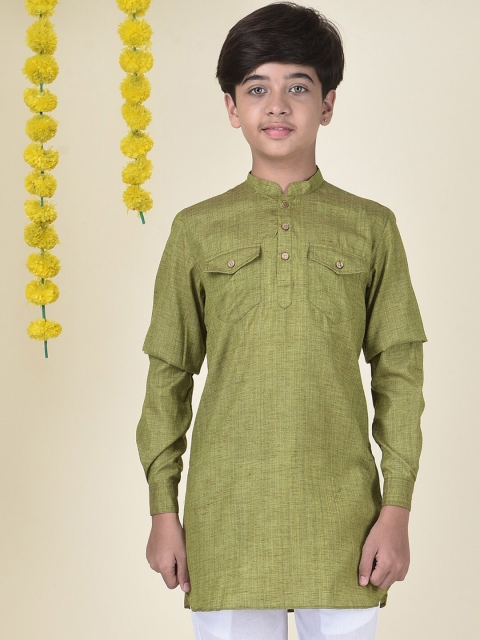 

YK Boys Green Design Woven Straight Kurta