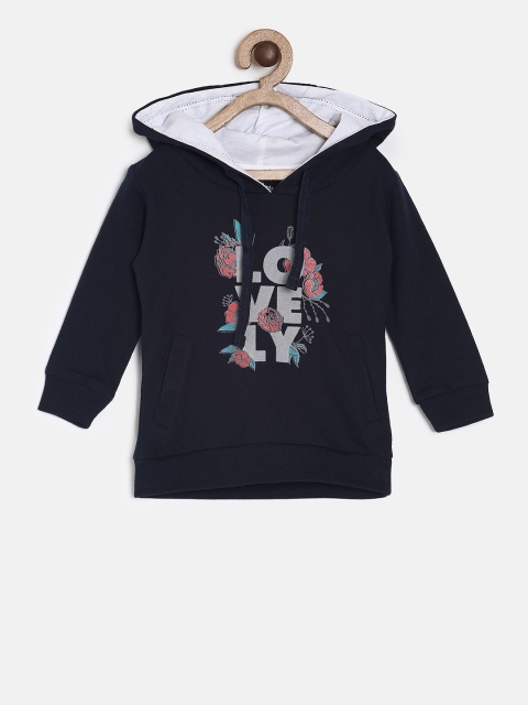 

Palm Tree by Gini & Jony Girls Blue Printed Hooded Sweatshirt