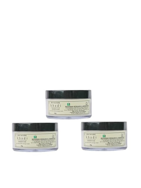 

ROCKSIDE KHADI Set Of 3 Sandalwood Herbal Massage Cream 50g, Transparent