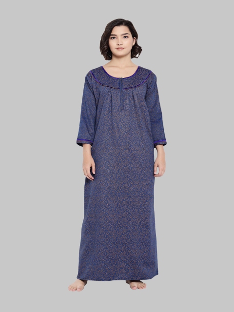 

Shararat Blue Printed Maxi Nightdress