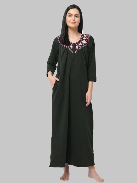 

Shararat Green Printed Maxi Nightdress