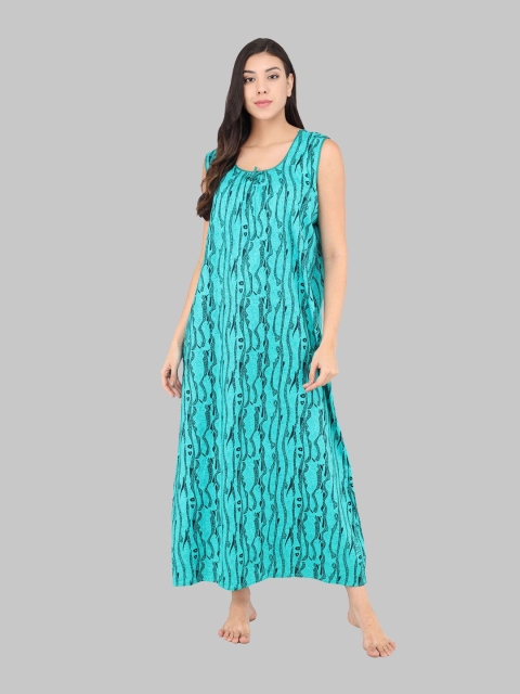 

Shararat Green Printed Maxi Nightdress