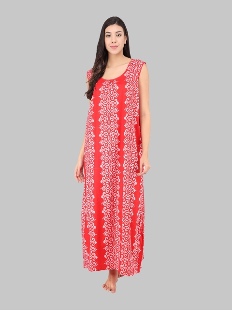 

Shararat Red Printed Maxi Nightdress