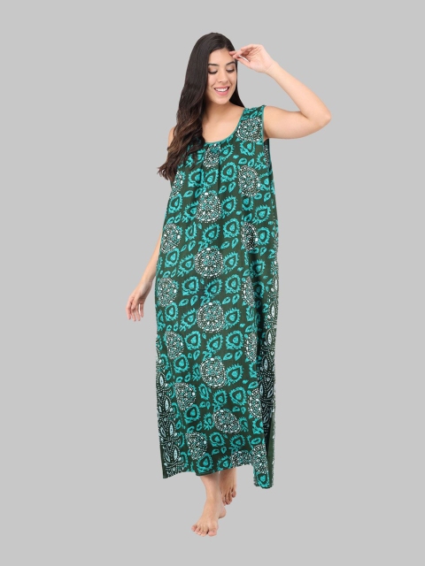 

Shararat Green Printed Maxi Nightdress