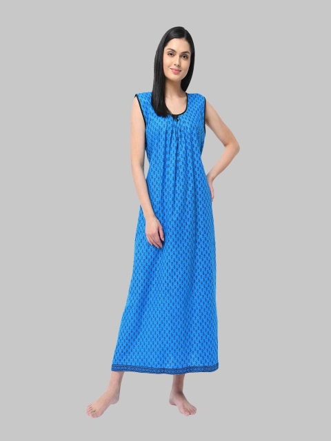 

Shararat Blue Printed Maxi Nightdress