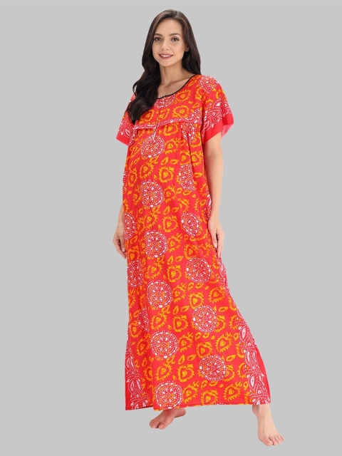 

Shararat Orange Printed Maxi Nightdress