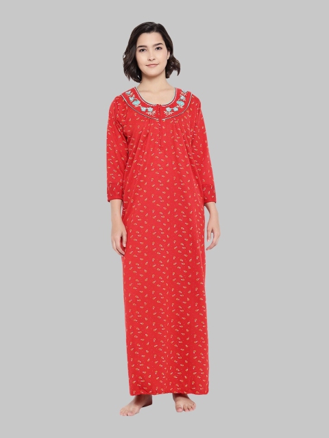 

Shararat Red Printed Maxi Nightdress
