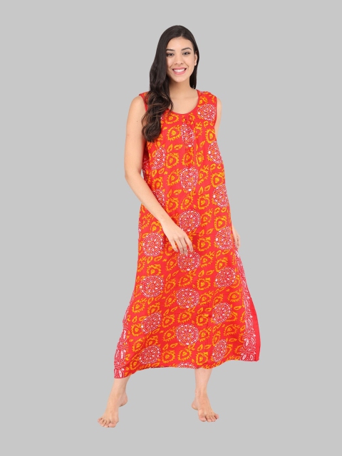 

Shararat Orange Printed Maxi Nightdress