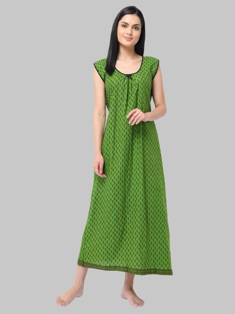 

Shararat Green Printed Maxi Nightdress