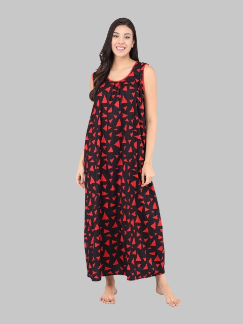 

Shararat Red Printed Maxi Nightdress