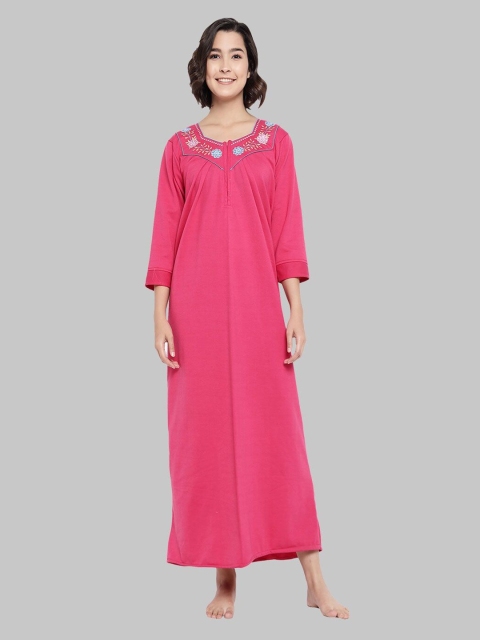 

Shararat Pink Printed Maxi Nightdress