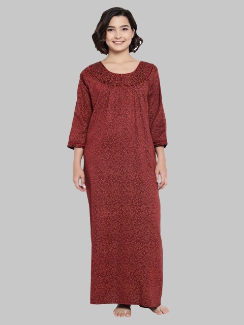 

Shararat Maroon Printed Maxi Nightdress
