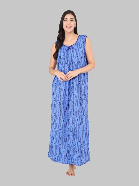 

Shararat Blue Printed Maxi Nightdress