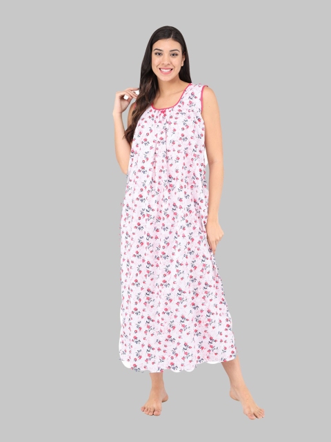 

Shararat Red Printed Maxi Nightdress, White