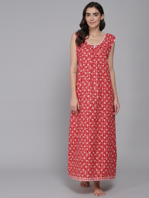 

Shararat Red Printed Maxi Nightdress