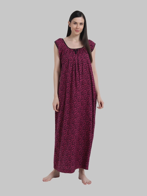 

Shararat Pink Printed Maxi Nightdress