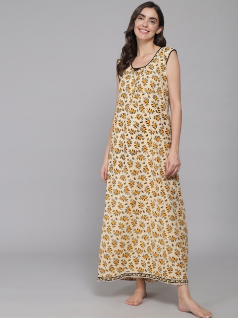 

Shararat Yellow Printed Maxi Nightdress