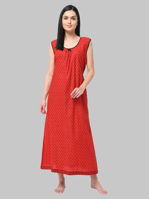 

Shararat Red Printed Maxi Nightdress