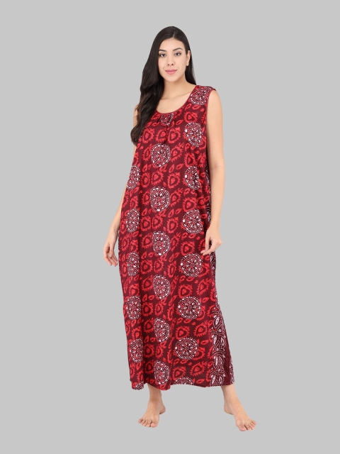 

Shararat Red Printed Maxi Nightdress