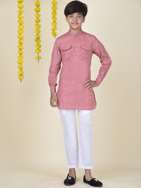 

YK Boys Pink & White Straight Kurta with Trouser