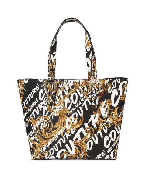 

Versace Jeans Couture Black Printed Leather Shopper Tote Bag