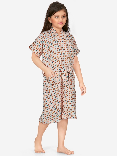 

Sand Dune Girls Peach & Blue Printed Bath Robe