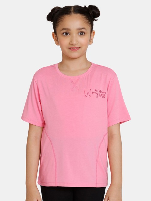 

Zivame Girls Pink Typography Printed Top