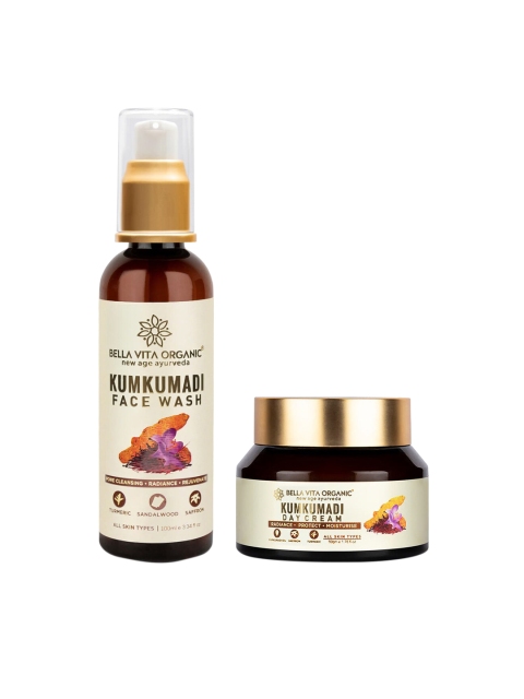 

Bella Vita Organic Pack Of 2 White Organic Kumkumadi Brightening Face Wash & Day Cream