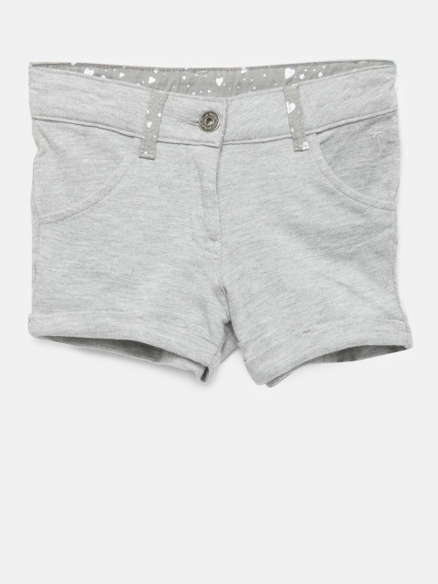 

Palm Tree Girls Grey Melange Solid Regular Fit Hot Pants